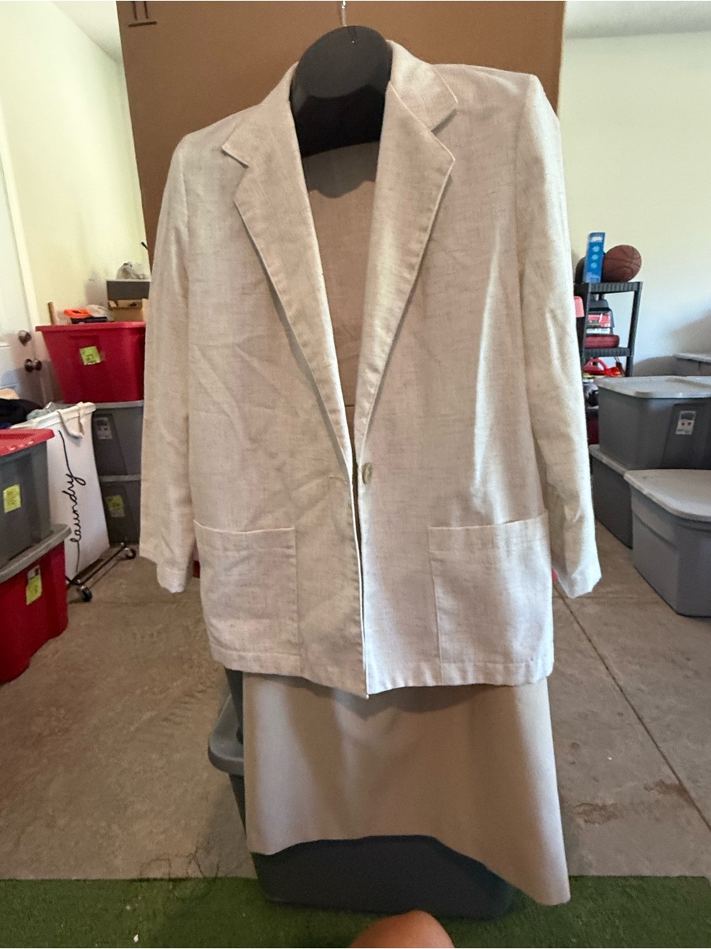 Women's Cream Linen-Blend Blazer Jacket mp71
